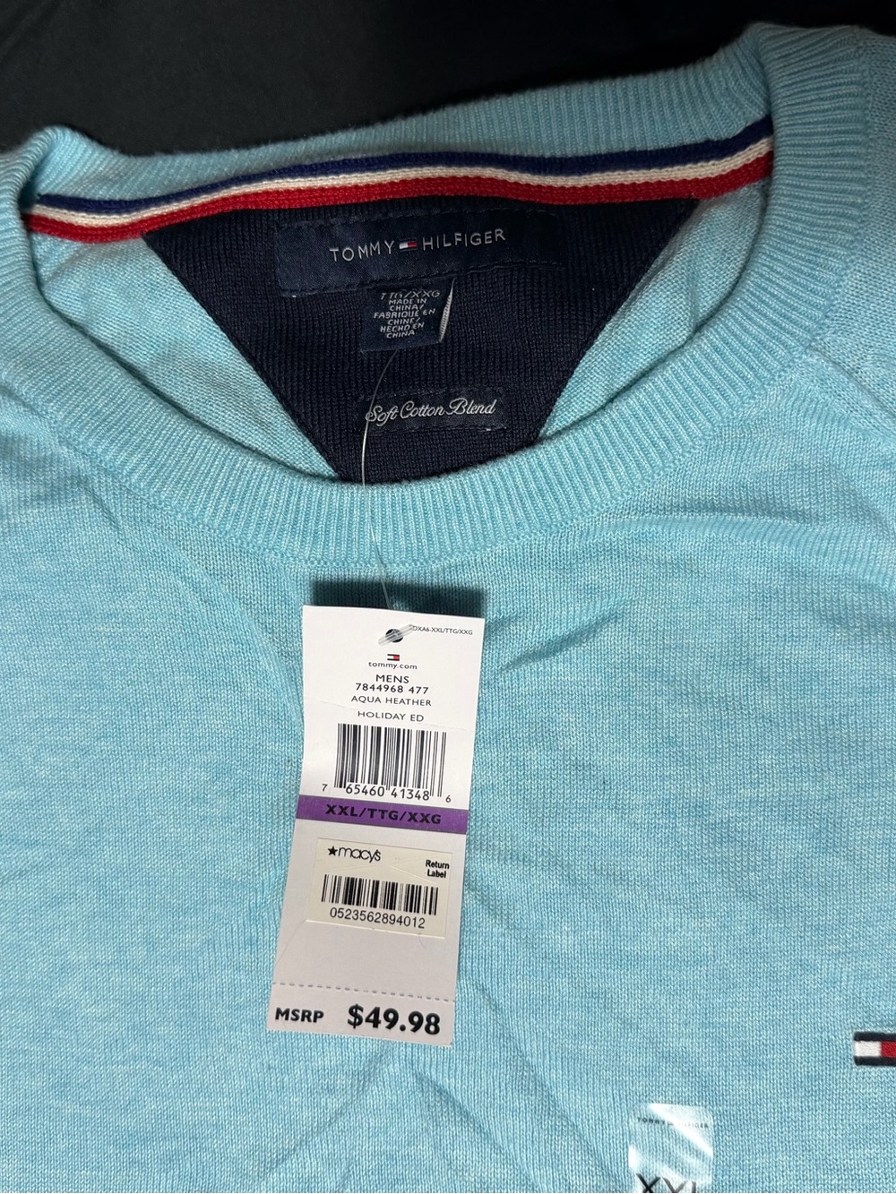 Tommy Hilfiger Men’s Sky Blue Crewneck Sweater